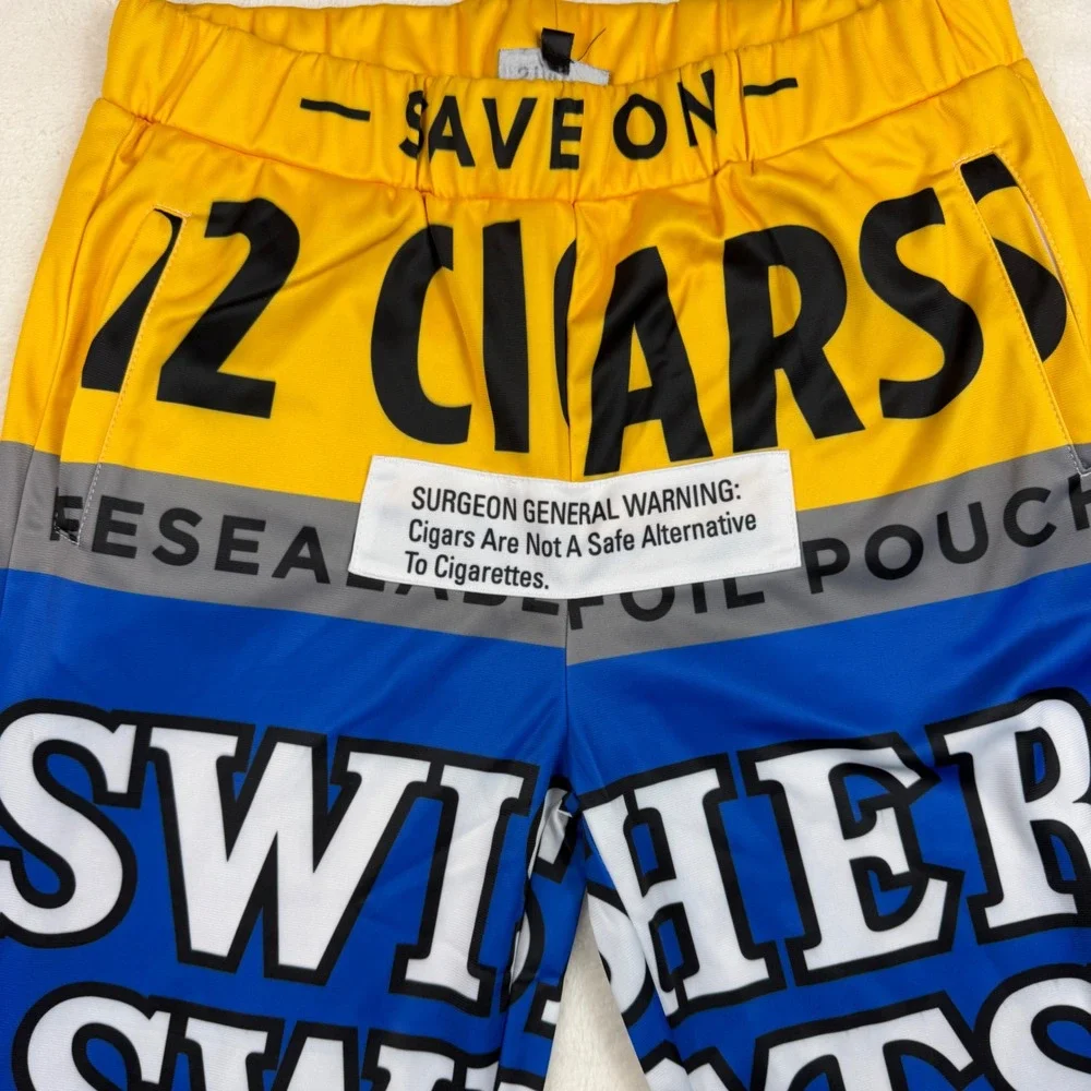 Strata MFG Swisher Sweets All Over Print Joggers Mens XL Blue Yellow Novelty